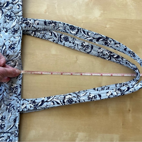 Vera Bradley Light Blue and Navy Quilted Floral Tote with Zip Pouch - Picture 12 of 14